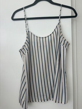 L'Academie Cream and Navy Vertical Stripe Camisole